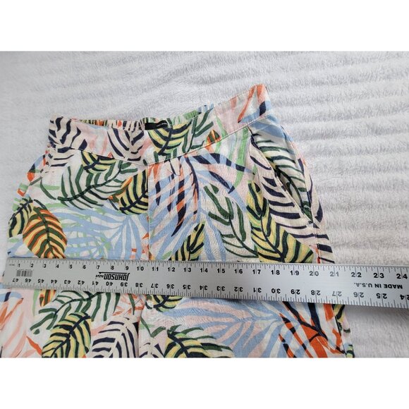 Tahari Womens Tropical Leaf Print Linen Wide-Leg Crop Pants Womens Medium Summer - Picture 6 of 10